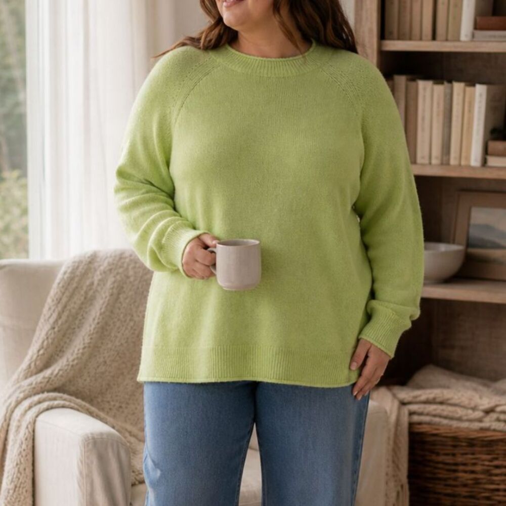 J. Crew Lime Green Rollneck Supersoft Alpaca Wool Blend Sweater 3X Chartreuse